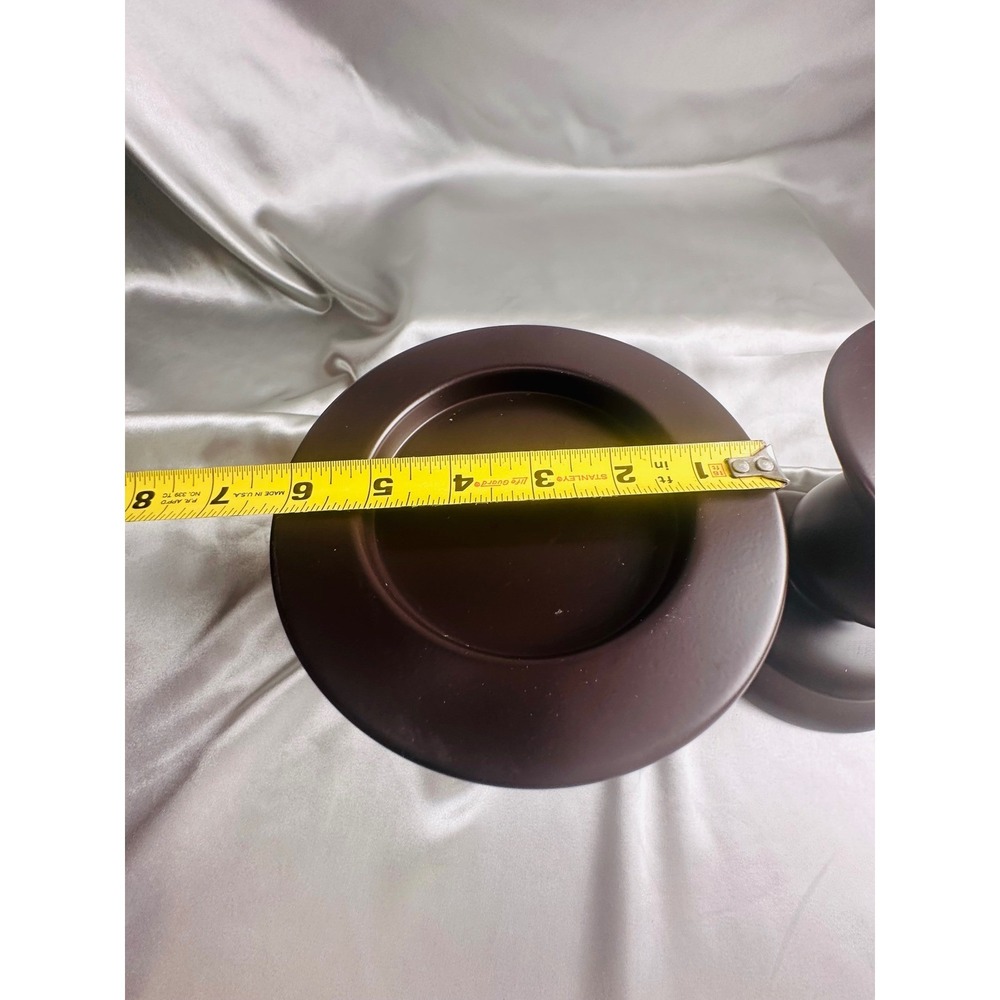 IKEA Set of 2 Dark Brown Metal Pillar Candle Holders 501.745.40 Pedestal Stands - Picture 5 of 7